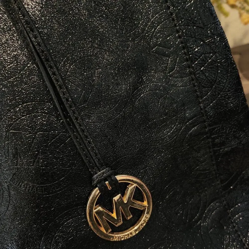 Michael Kors black leather tote bag